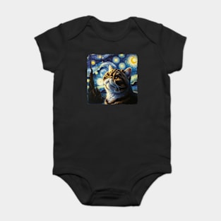 Exotic Shorthair Starry Night Inspired - Artistic Cat Baby Bodysuit